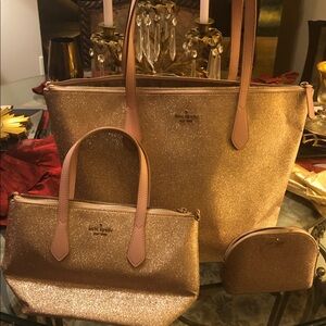 Kate Spade New Sparkling Gold Tote Set